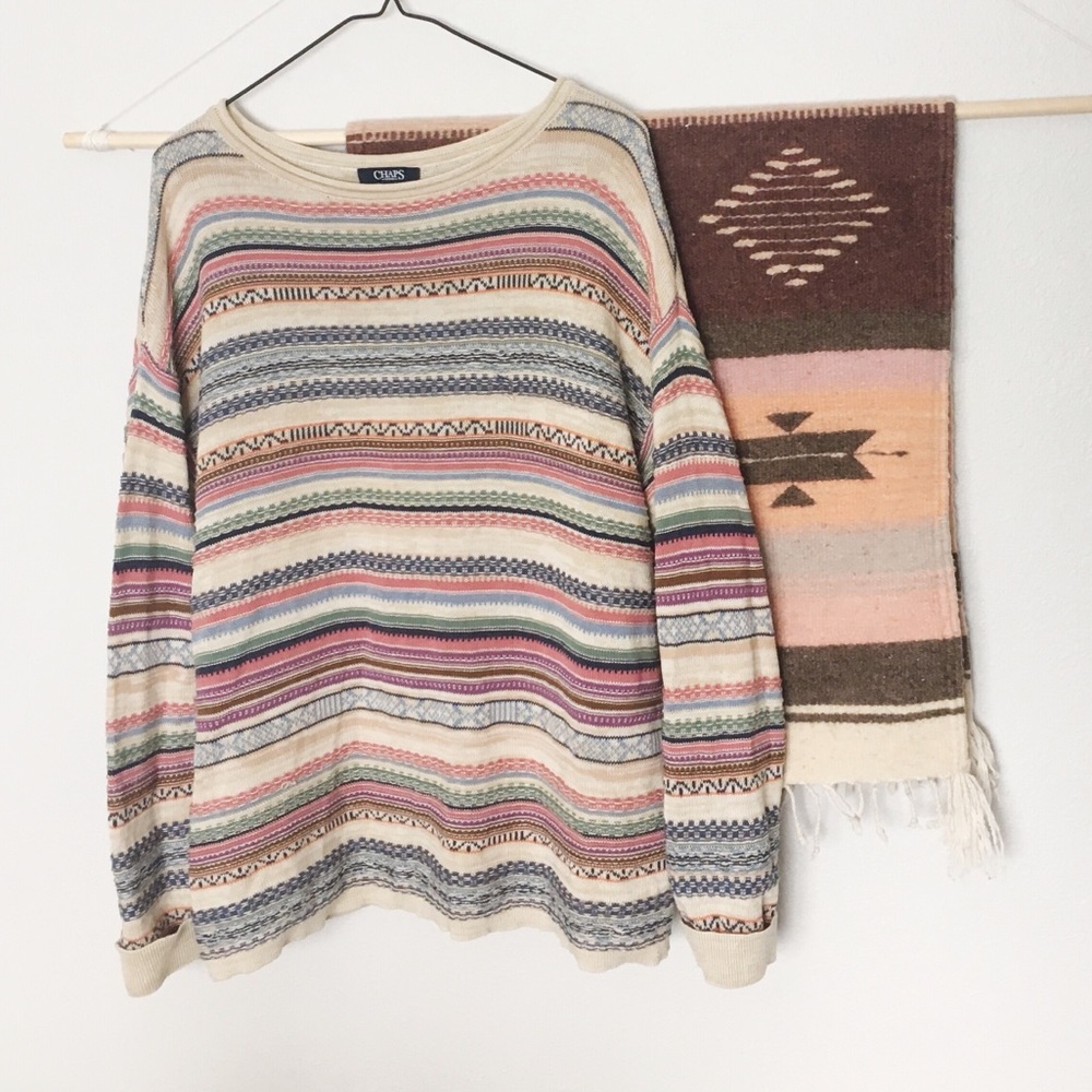 VINTAGE CHAPS Oversized Reverse Stitch Sweater